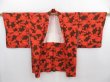 Photo5: 4718T13z610 Vintage Japanese Kimono Silk HAORI Flower Orange-Red (5)