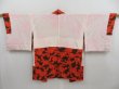 Photo6: 4718T13z610 Vintage Japanese Kimono Silk HAORI Flower Orange-Red (6)