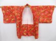 Photo5: 4720T04z630 Vintage Japanese Kimono Silk HAORI Leaf Tomato red (5)