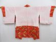 Photo6: 4720T04z630 Vintage Japanese Kimono Silk HAORI Leaf Tomato red (6)