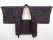 Photo5: 4720T07z560 Vintage Japanese Kimono Silk HAORI Leaf Purple-Black (5)