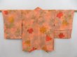 Photo1: 4720T09z570 Vintage Japanese Kimono Silk HAORI Flower Dark coral (1)