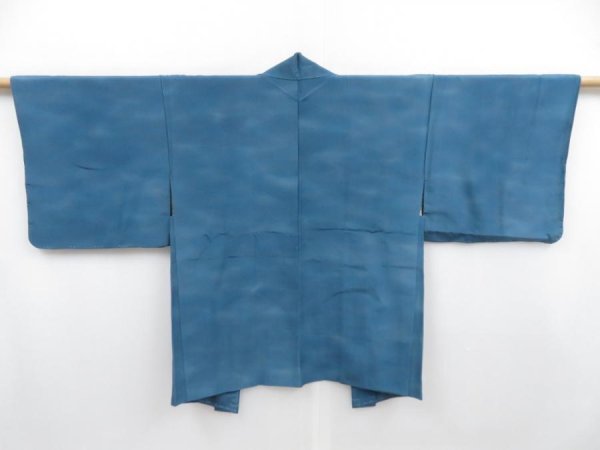 Photo1: 4720T10z510 Vintage Japanese Kimono Silk HAORI  Steel blue (1)