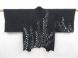 Photo1: 4720T12z570 Vintage Japanese Kimono Silk HAORI Leaf Black (1)