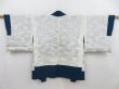 Photo6: 4720T14z490 Vintage Japanese Kimono Silk HAORI Flower Dull blue (6)