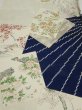 Photo1: 1W01z70  Japanese Kimono Silk  FABRIC Flowers Navy 48.8x14.2 (1)