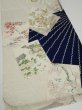 Photo2: 1W01z70  Japanese Kimono Silk  FABRIC Flowers Navy 48.8x14.2 (2)