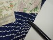 Photo6: 1W01z70  Japanese Kimono Silk  FABRIC Flowers Navy 48.8x14.2 (6)