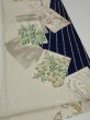 Photo2: 1W02z70  Japanese Kimono Silk  FABRIC Flowers Navy 49.6x14.2 (2)