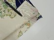 Photo6: 1W02z70  Japanese Kimono Silk  FABRIC Flowers Navy 49.6x14.2 (6)