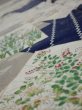 Photo5: 1W04z100  Japanese Kimono Silk  FABRIC Flowers Navy 68.1x14.4 (5)