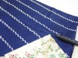 Photo9: 1W04z100  Japanese Kimono Silk  FABRIC Flowers Navy 68.1x14.4 (9)