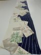 Photo5: 1W05z100  Japanese Kimono Silk  FABRIC Flowers Navy 68.1x14.4 (5)