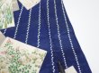 Photo8: 1W05z100  Japanese Kimono Silk  FABRIC Flowers Navy 68.1x14.4 (8)