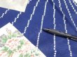 Photo9: 1W05z100  Japanese Kimono Silk  FABRIC Flowers Navy 68.1x14.4 (9)