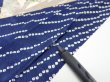 Photo8: 1W06z100  Japanese Kimono Silk  FABRIC Flowers Navy 68.1x14.4 (8)