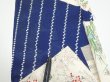 Photo9: 1W07z50  Japanese Kimono Silk  FABRIC Flowers Navy 59.8x7.3 (9)