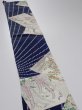 Photo3: 1W08z50  Japanese Kimono Silk  FABRIC Flowers Navy 60.2x7.3 (3)