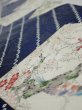 Photo4: 1W08z50  Japanese Kimono Silk  FABRIC Flowers Navy 60.2x7.3 (4)