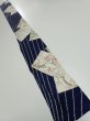 Photo5: 1W08z50  Japanese Kimono Silk  FABRIC Flowers Navy 60.2x7.3 (5)