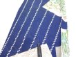 Photo6: 1W08z50  Japanese Kimono Silk  FABRIC Flowers Navy 60.2x7.3 (6)