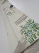 Photo1: 1W09z60  Japanese Kimono Silk  FABRIC Flowers Off-white 83.5x6.7 (1)