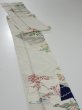 Photo3: 1W09z60  Japanese Kimono Silk  FABRIC Flowers Off-white 83.5x6.7 (3)