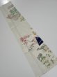 Photo1: 1W10z30  Japanese Kimono Silk  FABRIC Flowers Off-white 36.6x6.9 (1)