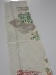 Photo3: 1W10z30  Japanese Kimono Silk  FABRIC Flowers Off-white 36.6x6.9 (3)