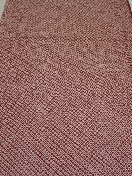 Photo1: 1W01z60  Japanese Kimono Silk  FABRIC Shibori Red-Brown 40.2x14.8 (1)