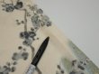 Photo5: 1W02z60  Japanese Kimono Silk  FABRIC Plum tree Off-white 41.7x14.8 (5)