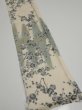 Photo2: 1W07z40  Japanese Kimono Silk  FABRIC Plum tree Off-white 55.9x7.3 (2)