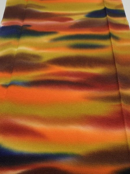 Photo1: 1W04z110  Japanese Kimono Crepe Silk  FABRIC Twilight Dark orange 66.1x14.0 (1)