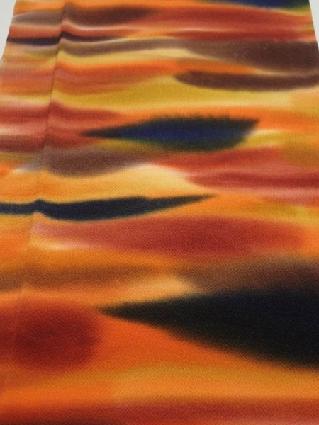 Photo1: 1W05z110  Japanese Kimono Crepe Silk  FABRIC Twilight Dark orange 66.1x14.0 (1)