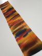 Photo1: 1W10z30  Japanese Kimono Crepe Silk  FABRIC Twilight Dark orange 36.2x7.3 (1)