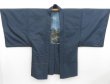 Photo4: 4719T06z610 Vintage Japanese Kimono Silk Men's HAORI Mountain Blue-Gray (4)