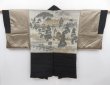 Photo1: 4719T09z650 Vintage Japanese Kimono Silk Men's HAORI Daimyogyoretsu Black (1)