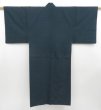 Photo1: 4719T14z960 Vintage Japanese Kimono Silk Men's  Plain Dark cyan (1)