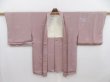 Photo6: 4721T05z590 Vintage Japanese Kimono Silk HAORI Bird Gray-Pink (6)