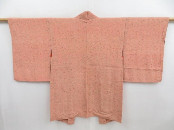 Photo1: 4721T07z420 Vintage Japanese Kimono Silk HAORI  Salmon pink (1)