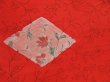 Photo4: 4721T12z530 Vintage Japanese Kimono Silk HAORI Flowers Tomato red (4)