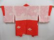 Photo6: 4721T12z530 Vintage Japanese Kimono Silk HAORI Flowers Tomato red (6)