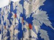 Photo2: 4722T02z630 Antique Japanese Kimono Jinken Long HAORI Flower Oriental blue (2)