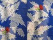 Photo3: 4722T02z630 Antique Japanese Kimono Jinken Long HAORI Flower Oriental blue (3)