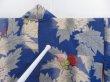 Photo6: 4722T02z630 Antique Japanese Kimono Jinken Long HAORI Flower Oriental blue (6)