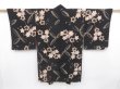 Photo1: 4722T04z630 Antique Japanese Kimono Jinken LONG HAORI Maple Black (1)