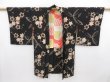 Photo5: 4722T04z630 Antique Japanese Kimono Jinken LONG HAORI Maple Black (5)