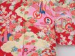 Photo3: 4722T06z340 Vintage Japanese Kimono Synthetic Girl's  Origami crane  Red (3)