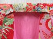 Photo5: 4722T06z340 Vintage Japanese Kimono Synthetic Girl's  Origami crane  Red (5)