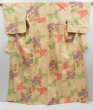 Photo1: 4722T09z930 Vintage Japanese Kimono Silk TSUMUGI Butterfly Light cream (1)